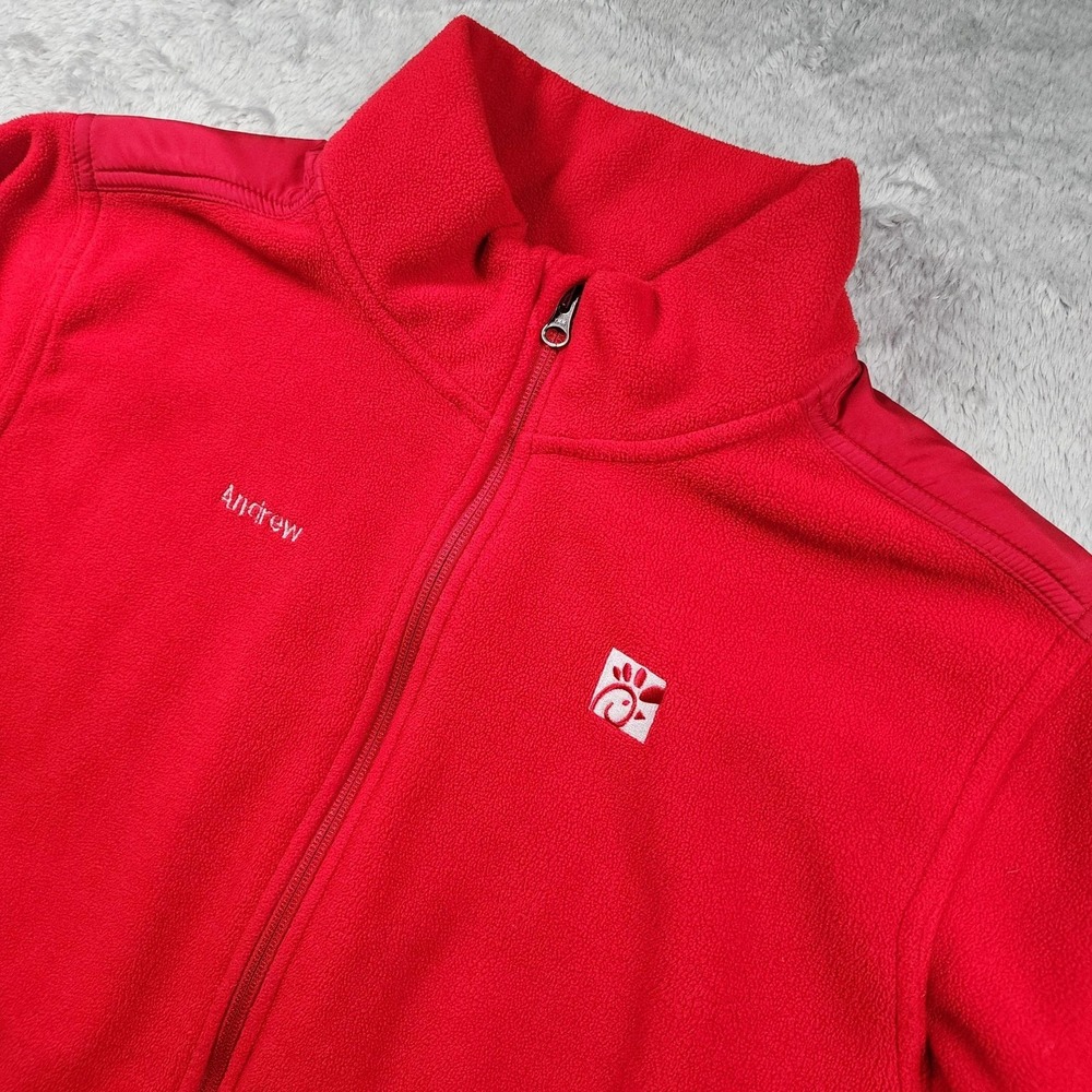 Chick-fil-A Jacket Mens Large Red Fleece Full Zip TEAM Style Oobe Workwear
